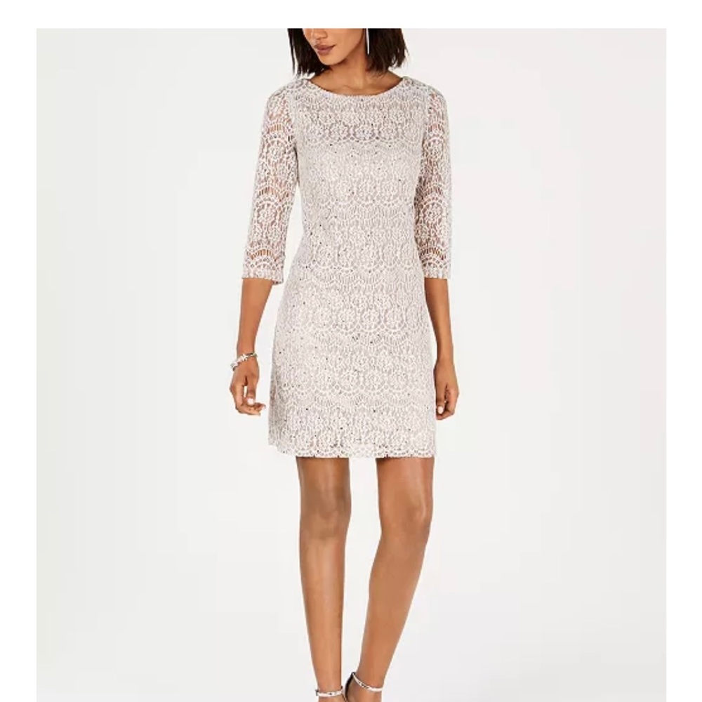 Petite Jessica Howard white lace dress